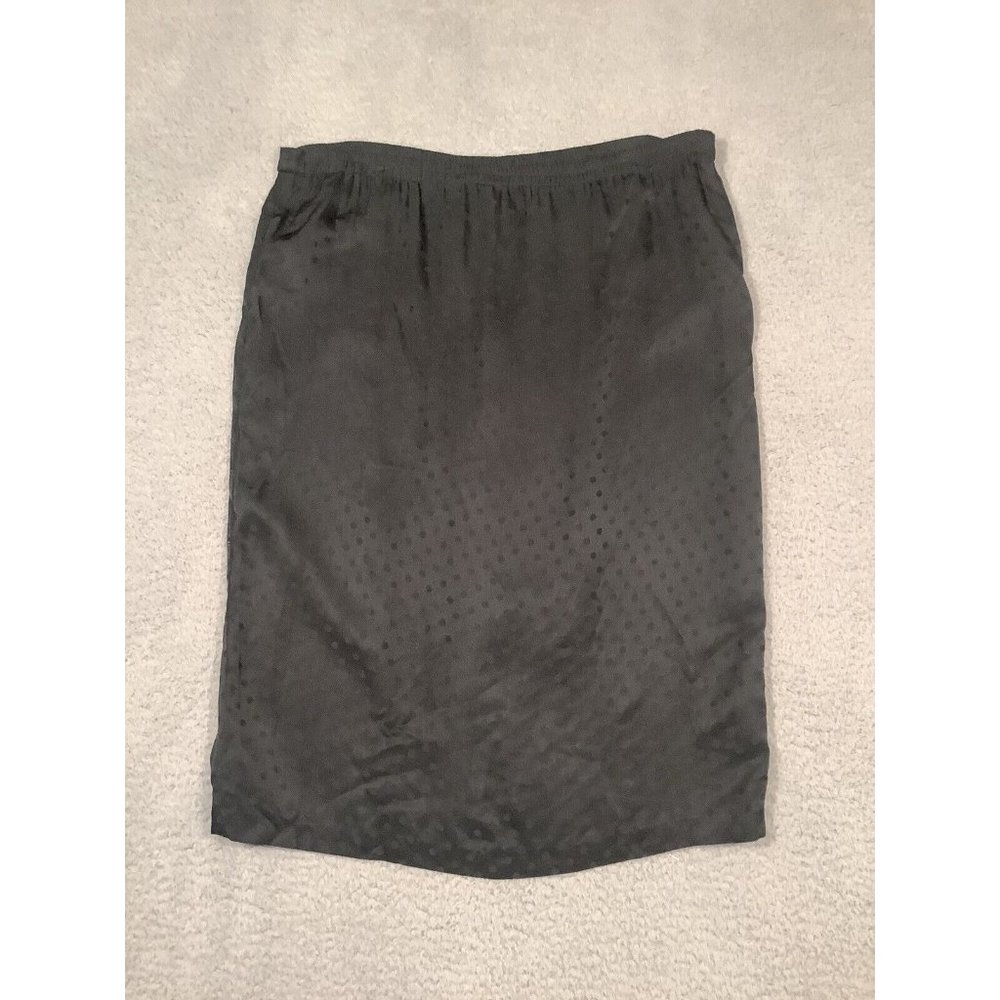 Vintage Lauren‎ Alexander Women's Black 100% Silk Polka Dot Midi Skirt Size 12